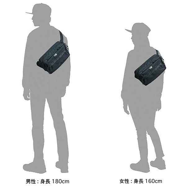スクエア ウエストバッグ 7L プリントロゴ ブラック