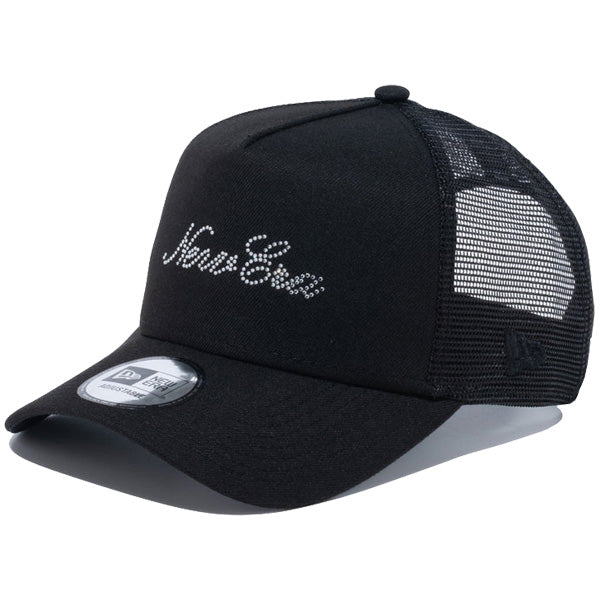 9FORTY A-Frame トラッカー Rhinestone NEW ERA Script Logo ブラック
