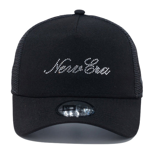 9FORTY A-Frame トラッカー Rhinestone NEW ERA Script Logo ブラック