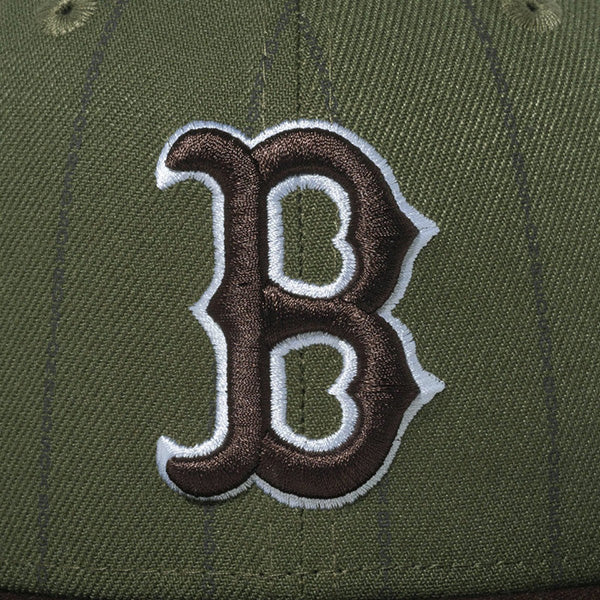 Youth 9FIFTY MLB Text Stripe ボストン・レッドソックス ニューオリーブ ブラウンバイザー
