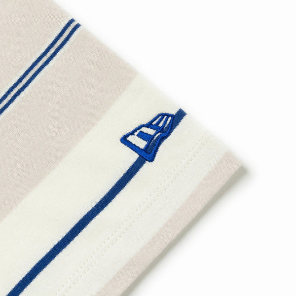半袖 オーバーサイズド コットン Tシャツ Multi Border ストーン/オフホワイト/ブルー