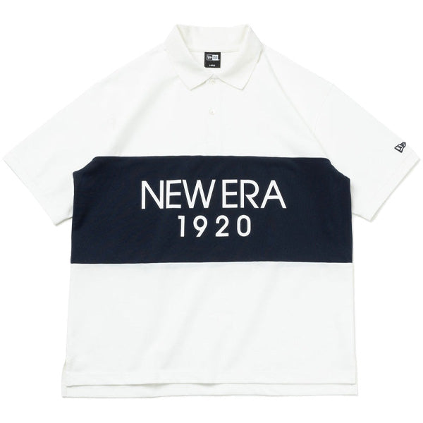 半袖 オーバーサイズド ポロシャツ Panel Polo オフホワイト/ネイビー