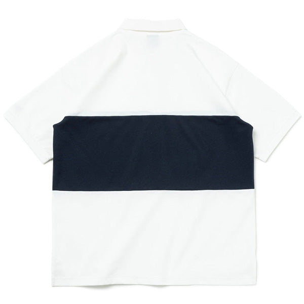 半袖 オーバーサイズド ポロシャツ Panel Polo オフホワイト/ネイビー
