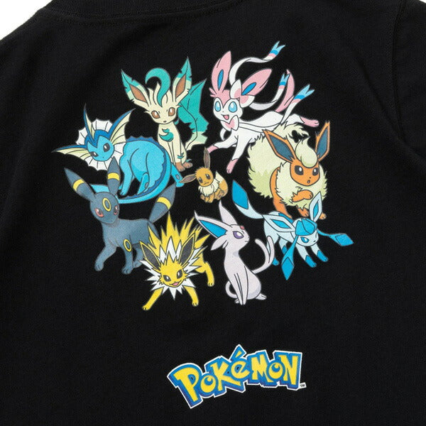 Youth 半袖 コットン Tシャツ Pokémon ポケモン ピカチュウ イーブイフレンズ ブラック
