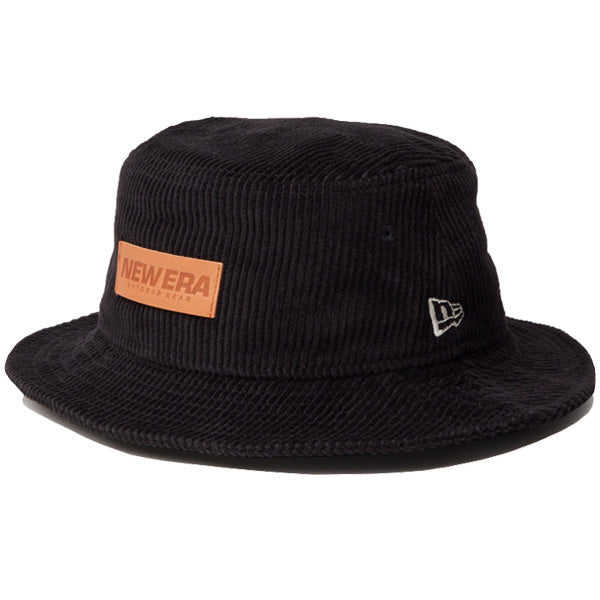 バケット01 Corduroy コーデュロイ レザーパッチ ブラック【ニューエラアウトドア】