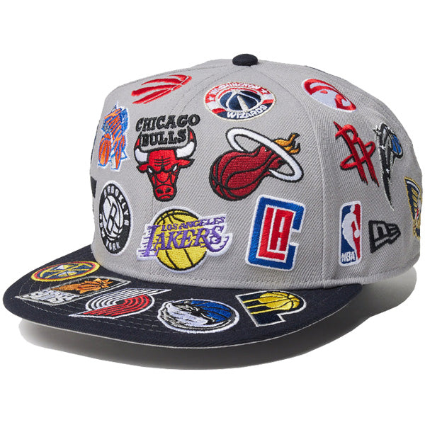 9FIFTY Team Logo Allover NBA グレー ブラックバイザー