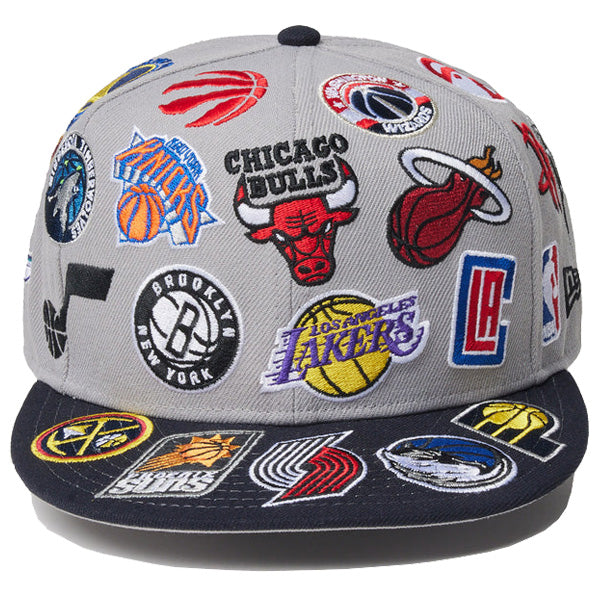 9FIFTY Team Logo Allover NBA グレー ブラックバイザー