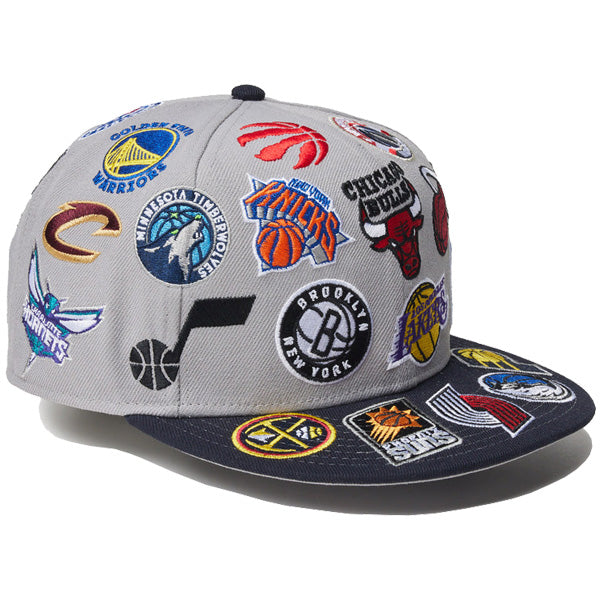 9FIFTY Team Logo Allover NBA グレー ブラックバイザー