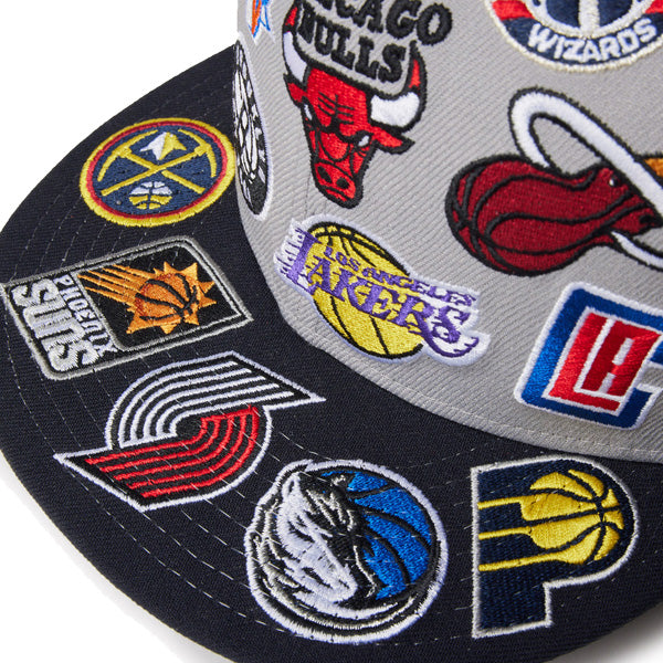 9FIFTY Team Logo Allover NBA グレー ブラックバイザー