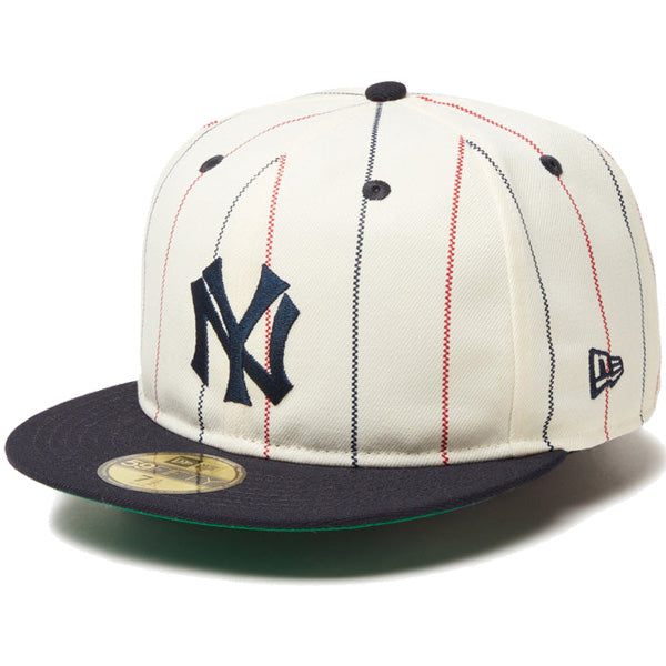 59FIFTY New York Yankees Cooperstown ニューヨーク・ヤンキース クロームピンストライプ ネイビーバイザー
