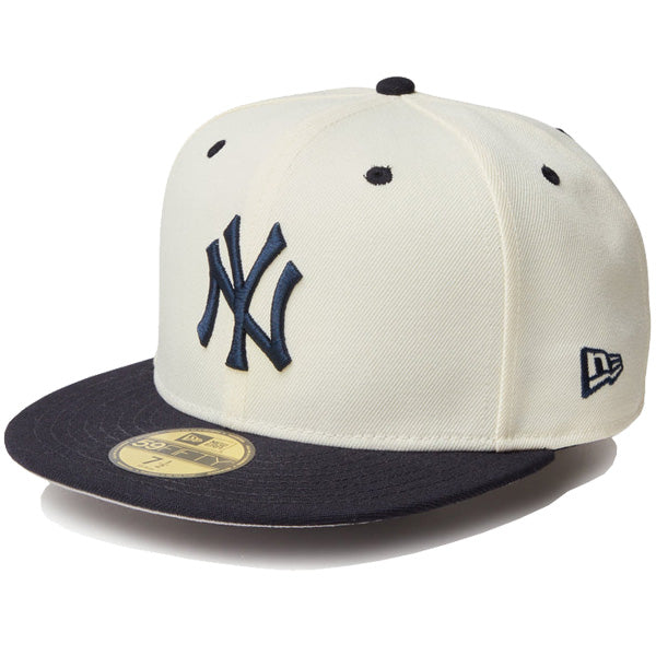 59FIFTY MLB Wool Visor ニューヨーク・ヤンキース クローム ネイビーバイザー
