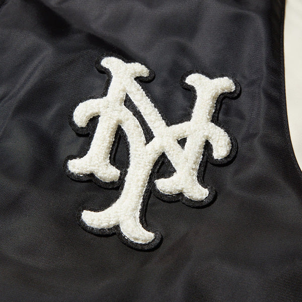 ナイロン ヴァーシティジャケット Cooperstown ニューヨーク・メッツ ブラック