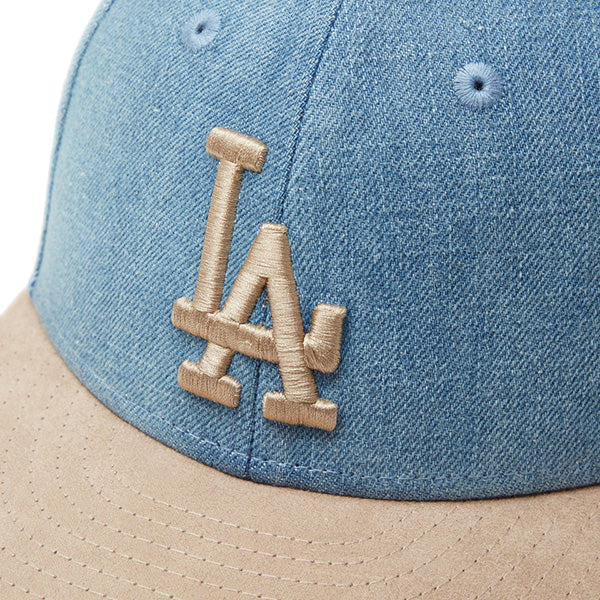 Youth LP 9FIFTY MLB Denim 2-Tone ロサンゼルス・ドジャース ウォッシュドデニム カーキスウェードバイザー