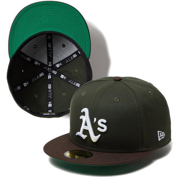 59FIFTY Powered by GORO NAKATSUGAWA(min-nano)オークランド・アスレチックス ダークシーウィード ブラウンバイザー