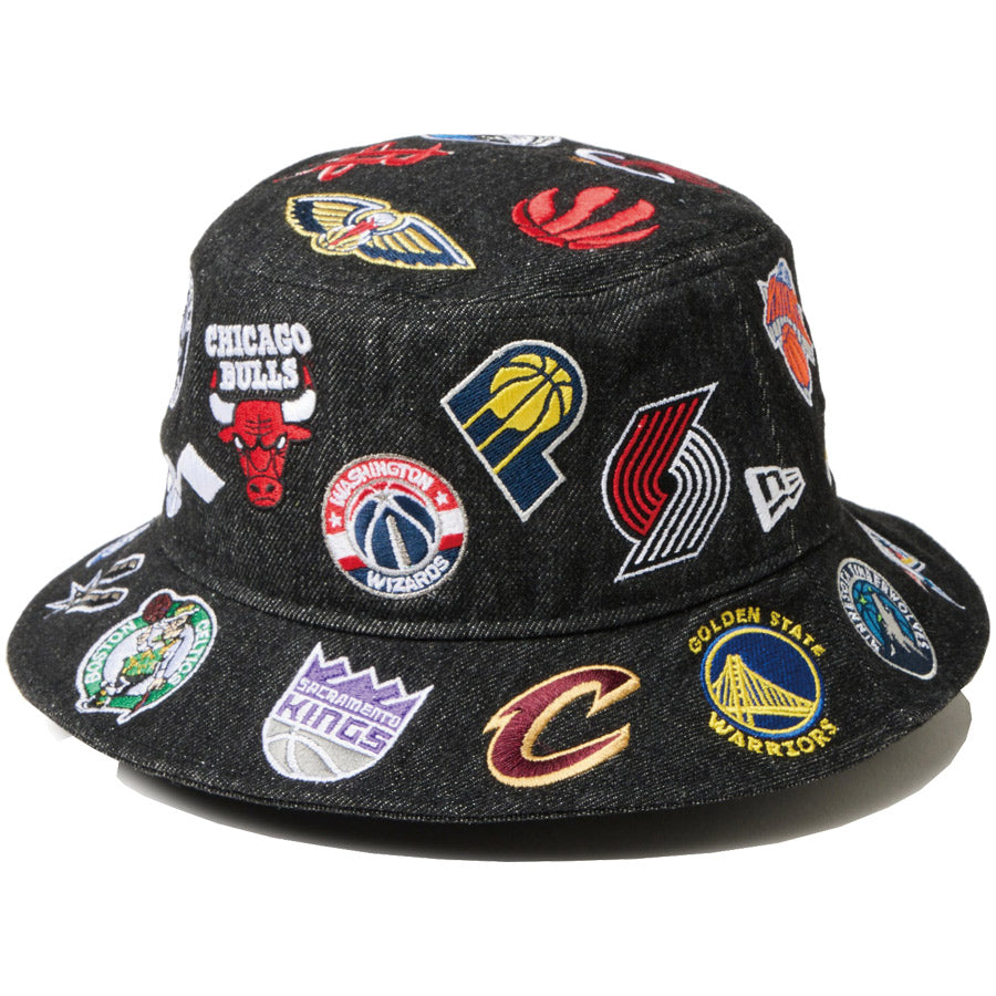 バケット01 Team Logo Allover NBA ブラックデニム