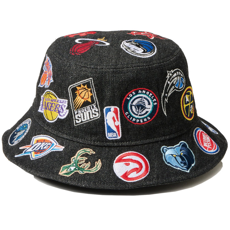 バケット01 Team Logo Allover NBA ブラックデニム
