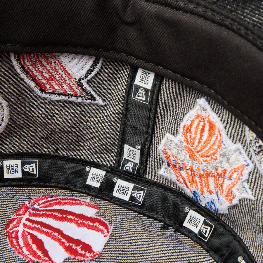 バケット01 Team Logo Allover NBA ブラックデニム