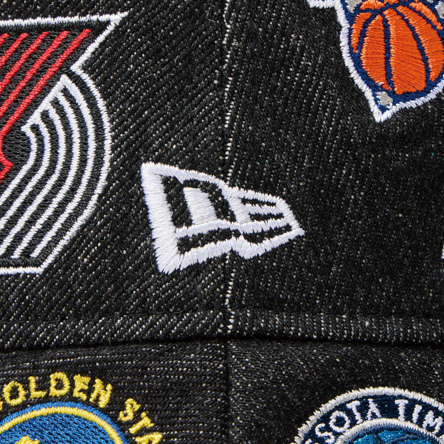 バケット01 Team Logo Allover NBA ブラックデニム