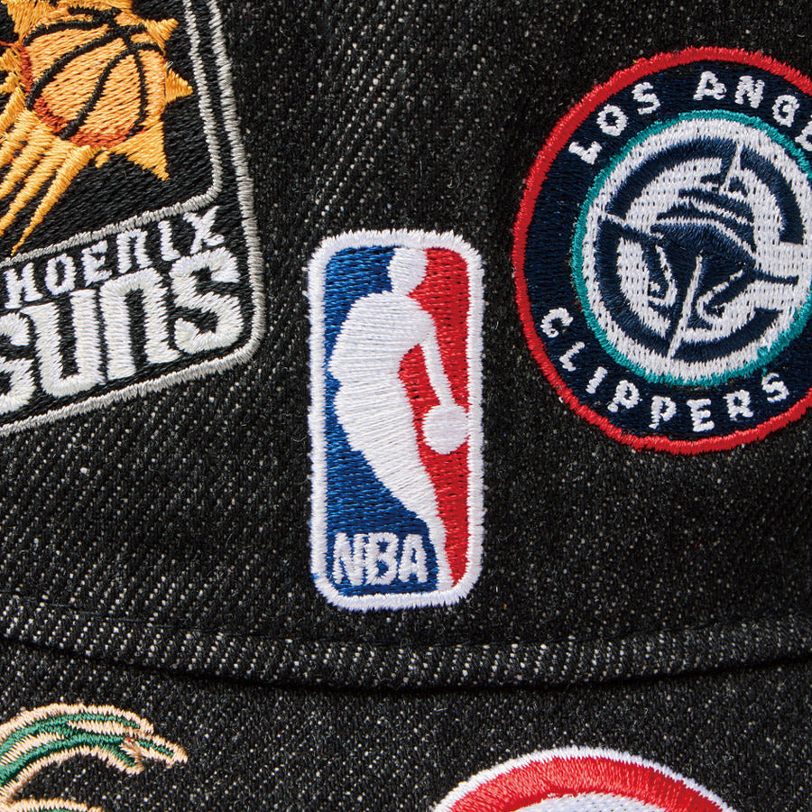 バケット01 Team Logo Allover NBA ブラックデニム