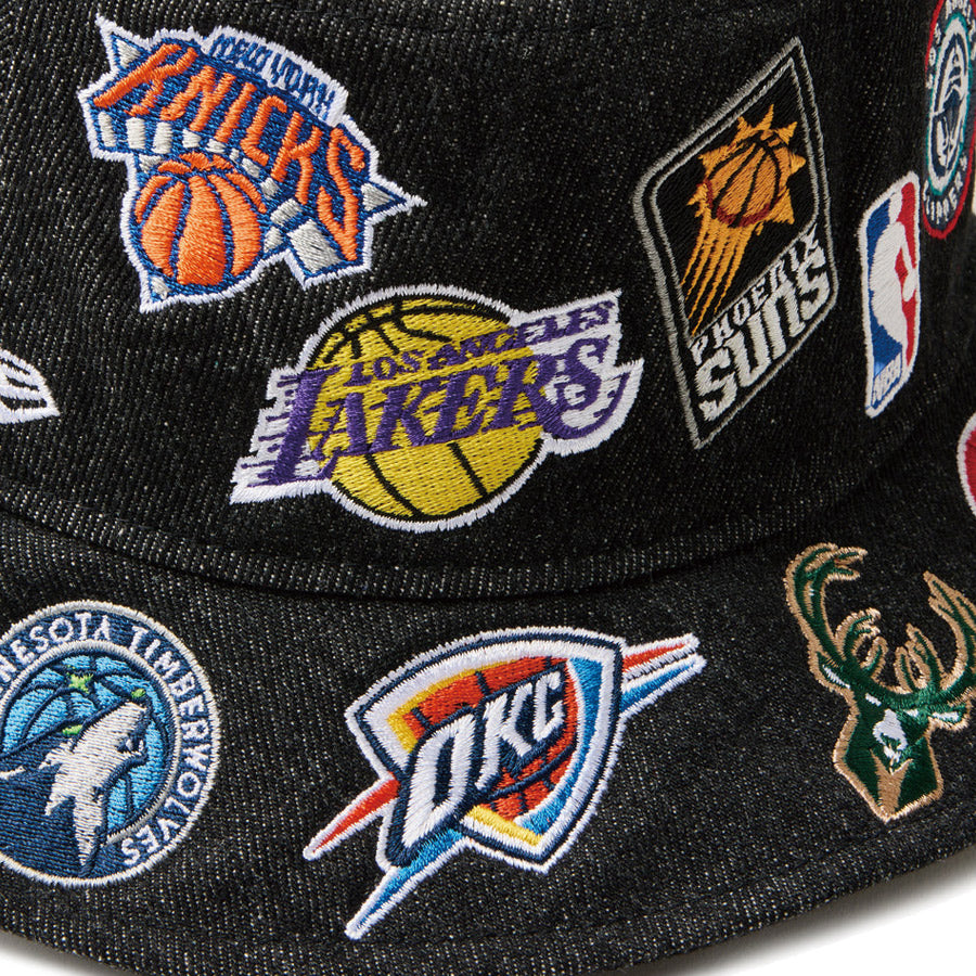バケット01 Team Logo Allover NBA ブラックデニム