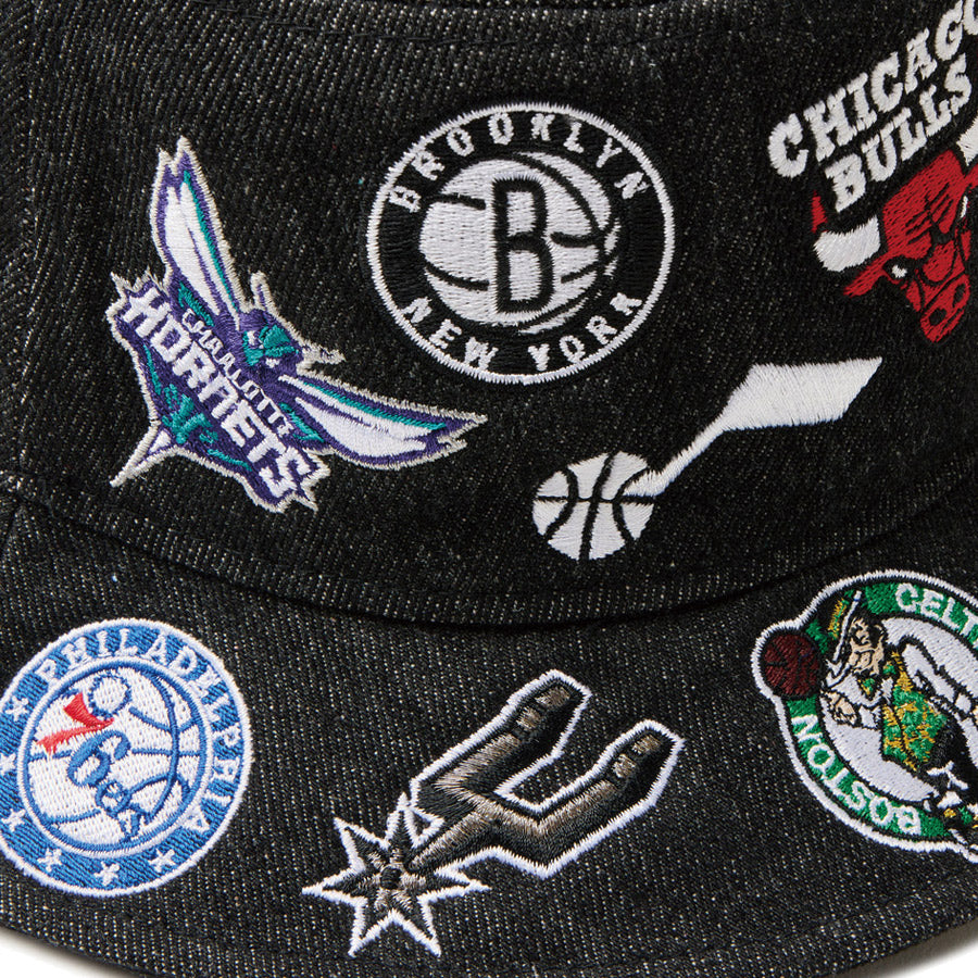 バケット01 Team Logo Allover NBA ブラックデニム