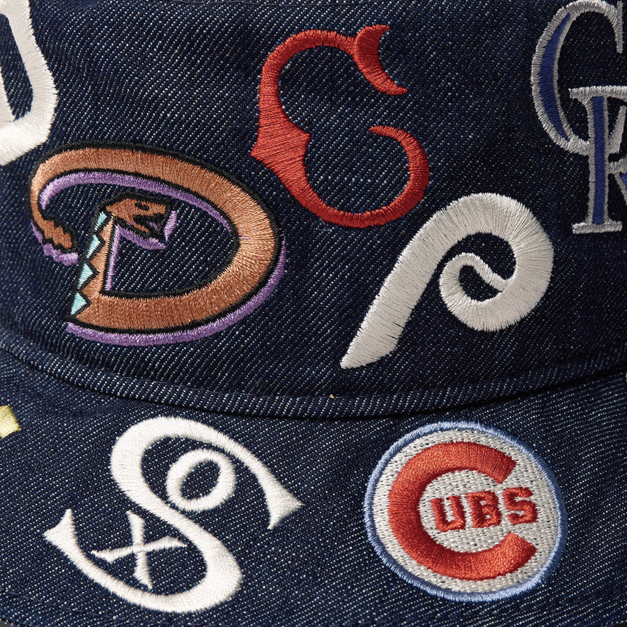 バケット01 Team Logo Allover MLB クーパーズタウン インディゴデニム