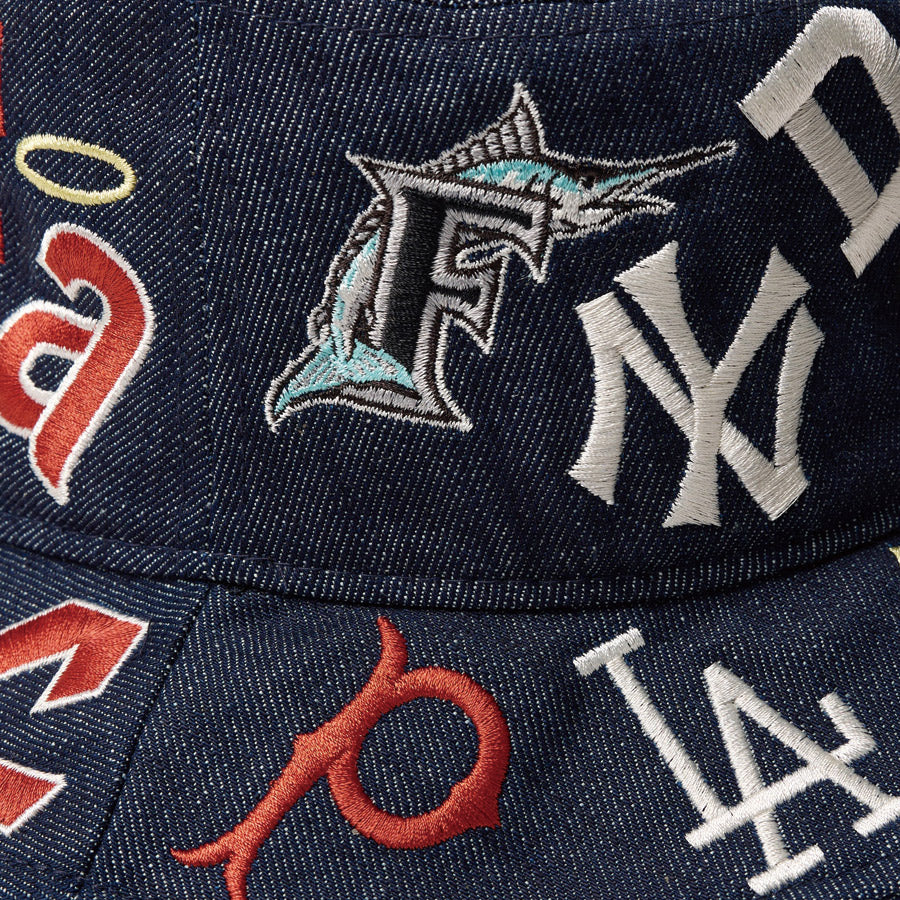 バケット01 Team Logo Allover MLB クーパーズタウン インディゴデニム