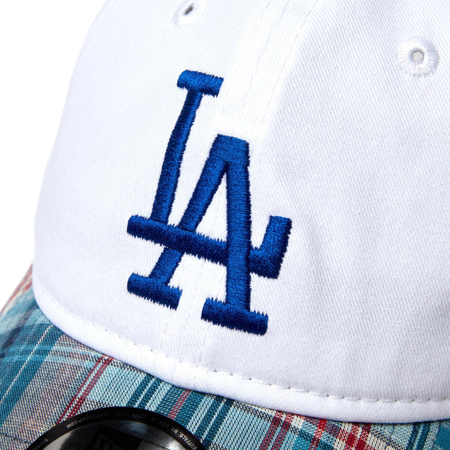 9TWENTY MLB Patchwork ロサンゼルス・ドジャース クロームホワイト マドラスチェックバイザー
