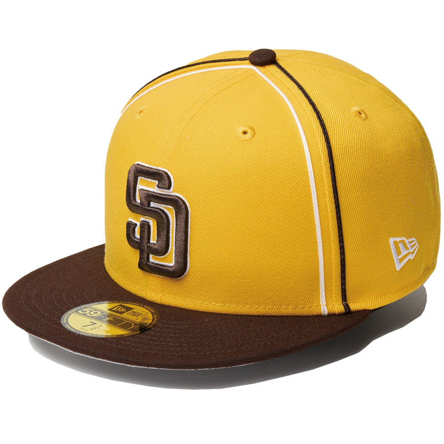 59FIFTY MLB Taping サンディエゴ・パドレス Aゴールド バーントウッドバイザー
