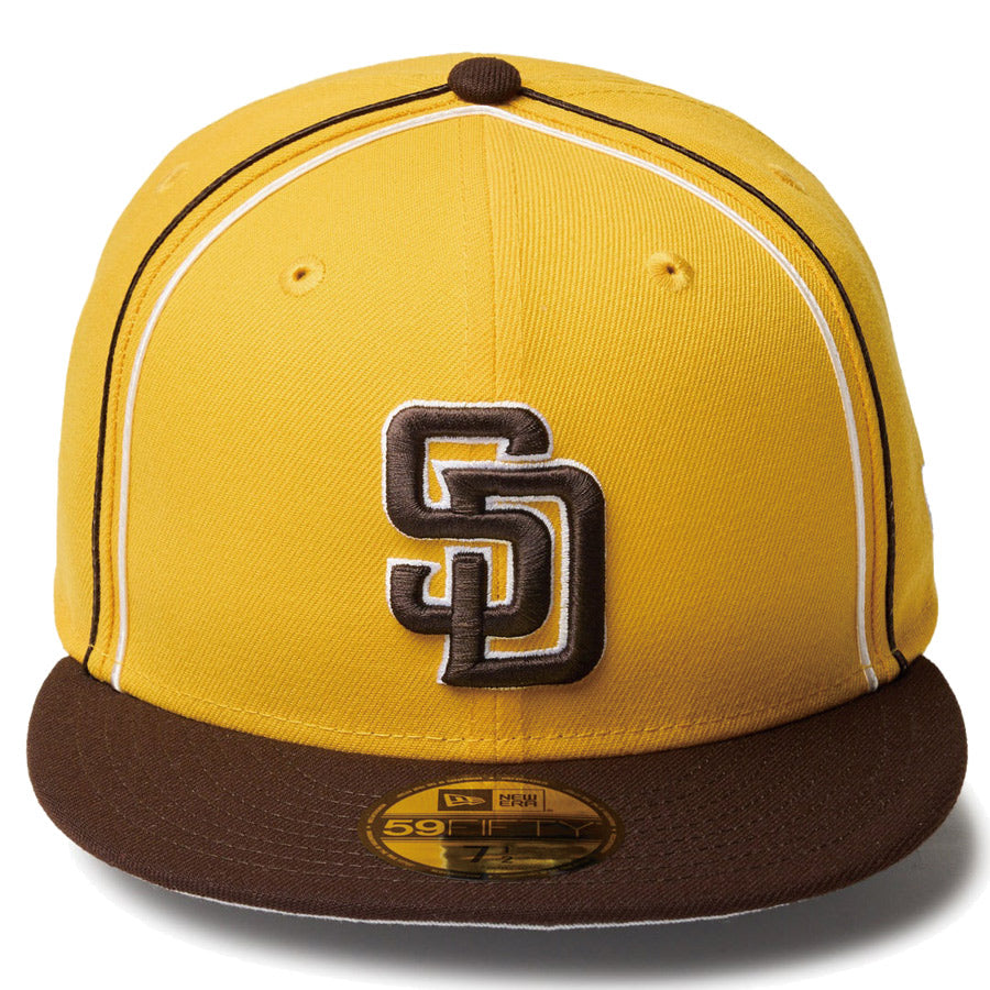 59FIFTY MLB Taping サンディエゴ・パドレス Aゴールド バーントウッドバイザー