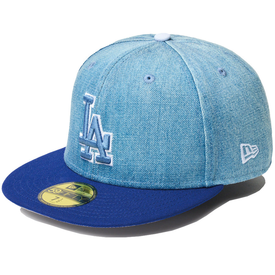 59FIFTY MLB Denim 2-Tone ロサンゼルス・ドジャース ウォッシュドデニム ダークロイヤルバイザー