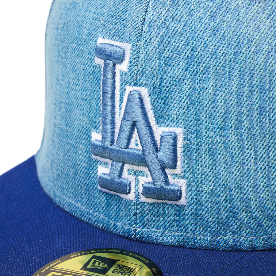 59FIFTY MLB Denim 2-Tone ロサンゼルス・ドジャース ウォッシュドデニム ダークロイヤルバイザー