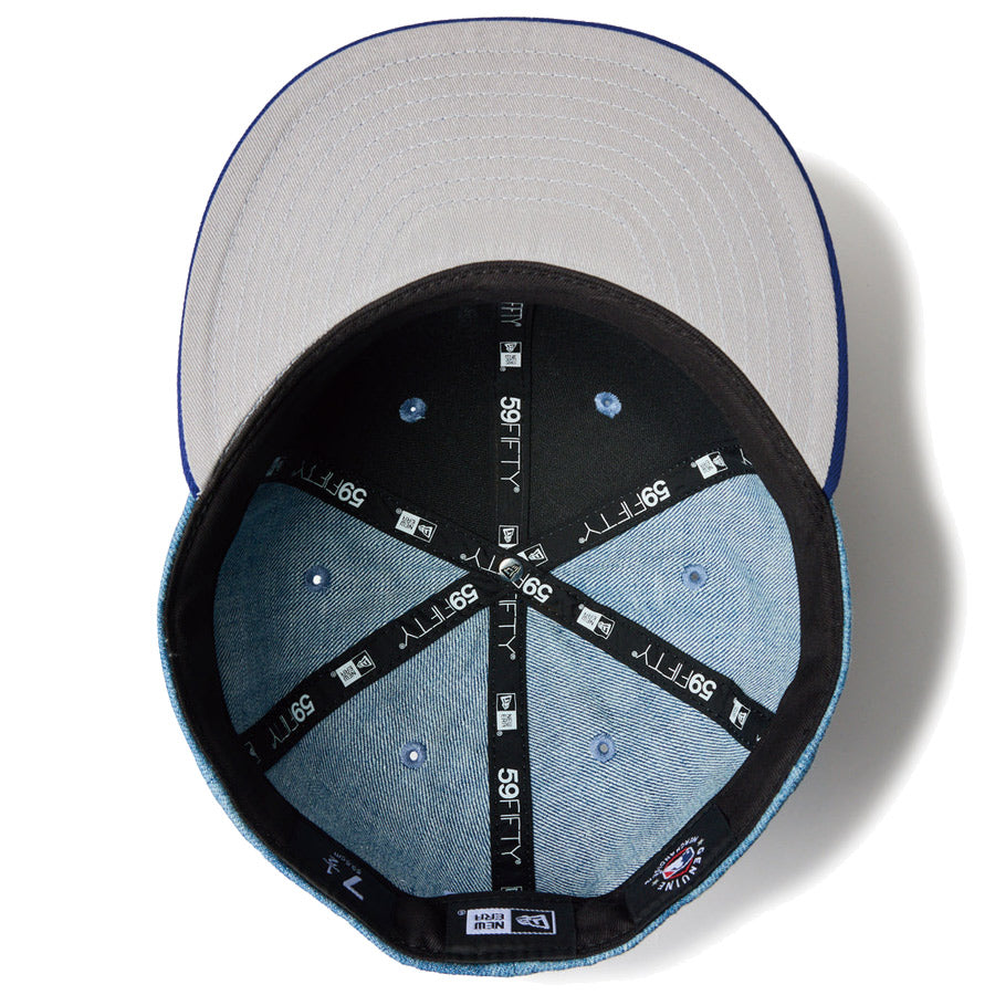 59FIFTY MLB Denim 2-Tone ロサンゼルス・ドジャース ウォッシュドデニム ダークロイヤルバイザー
