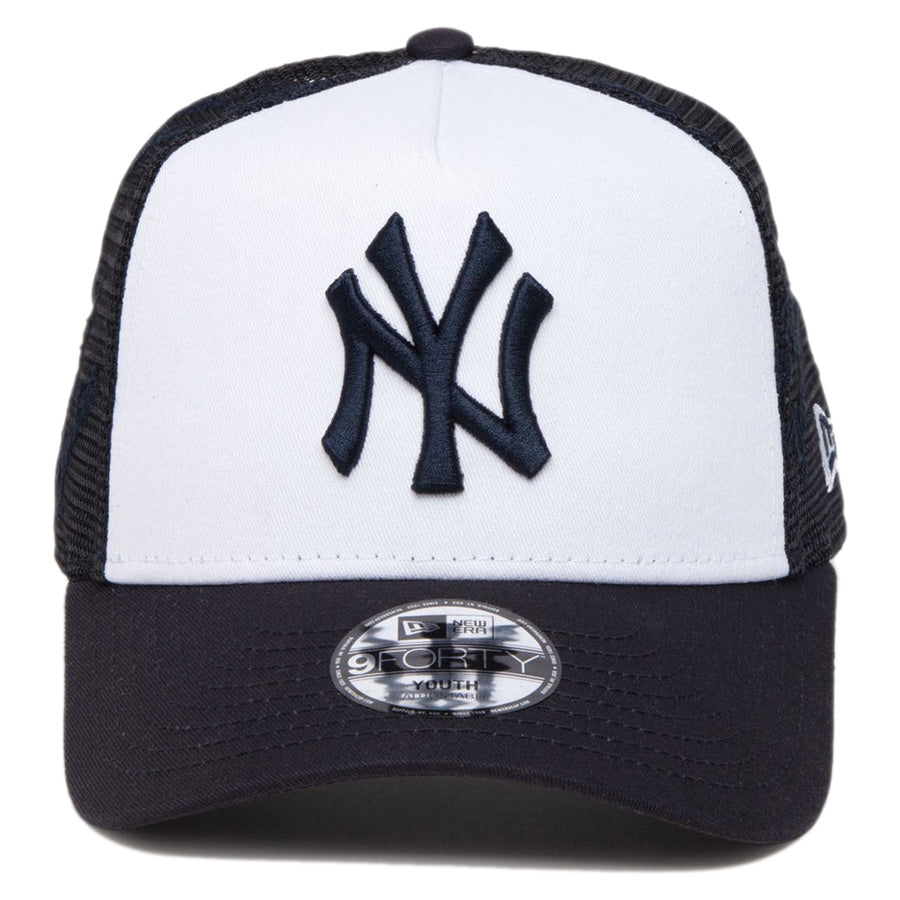 Youth 9FORTY A-Frame トラッカー MLB Mesh Embroidery ニューヨーク・ヤンキース ホワイト/ネイビー