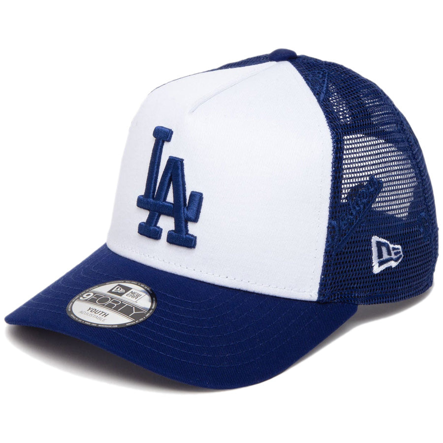 Youth 9FORTY A-Frame トラッカー MLB Mesh Embroidery ロサンゼルス・ドジャース ホワイト/ダークロイヤル