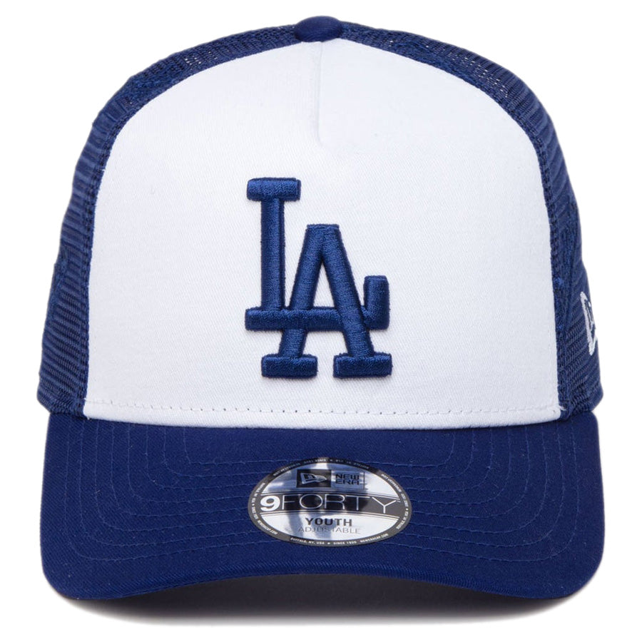 Youth 9FORTY A-Frame トラッカー MLB Mesh Embroidery ロサンゼルス・ドジャース ホワイト/ダークロイヤル