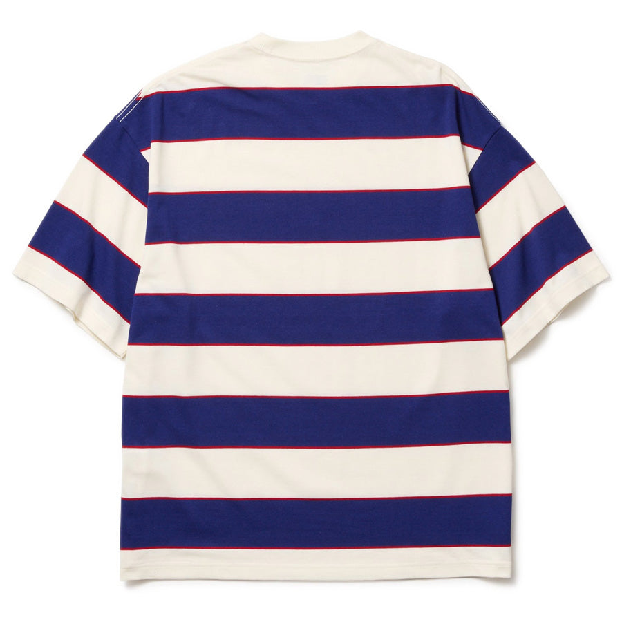 半袖 オーバーサイズド コットン Tシャツ Multi Border ダークロイヤル