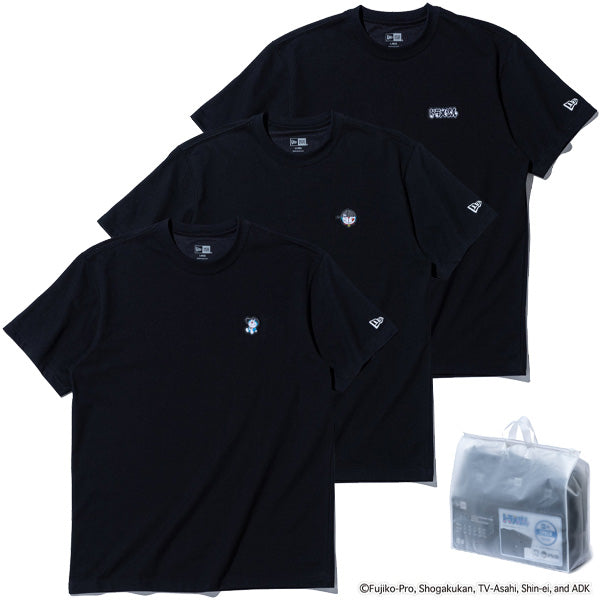3-Pack 半袖 パフォーマンス Tシャツ ドラえもん アソートワッペン ブラック