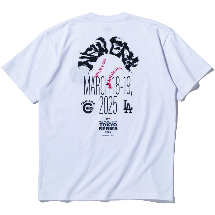半袖 コットン Tシャツ MLB TOKYO SERIES 2025 ロサンゼルス・ドジャース シカゴ・カブス ホワイト レギュラーフィット