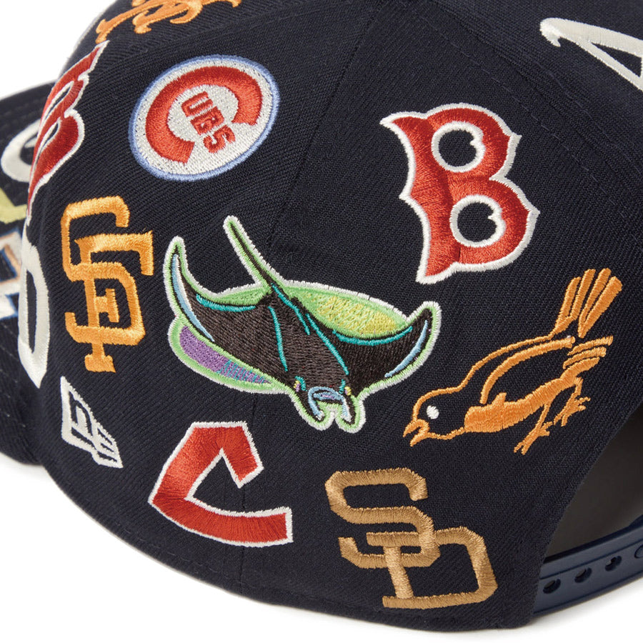 9FIFTY Team Logo Allover MLB クーパーズタウン ネイビー