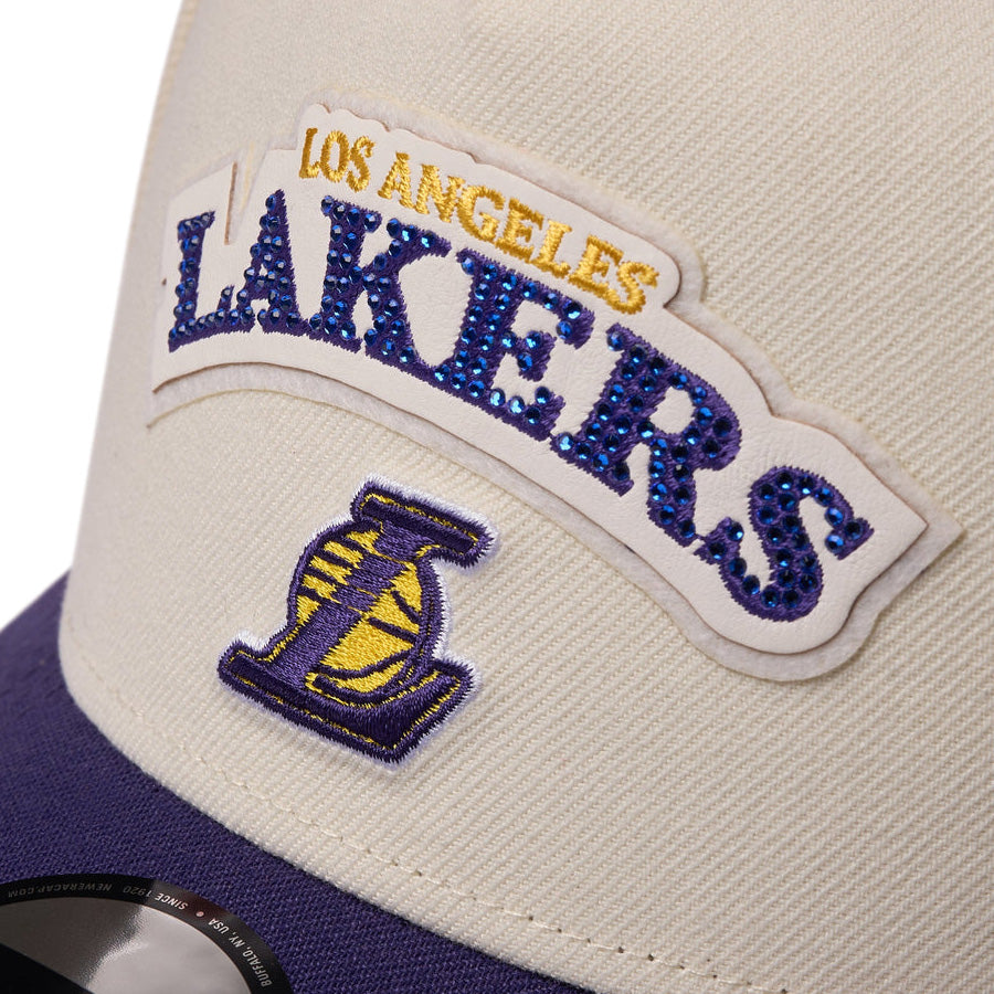 9FORTY A-Frame NBA Rhinestone ラインストーン ロサンゼルス・レイカーズ クローム パープルバイザー