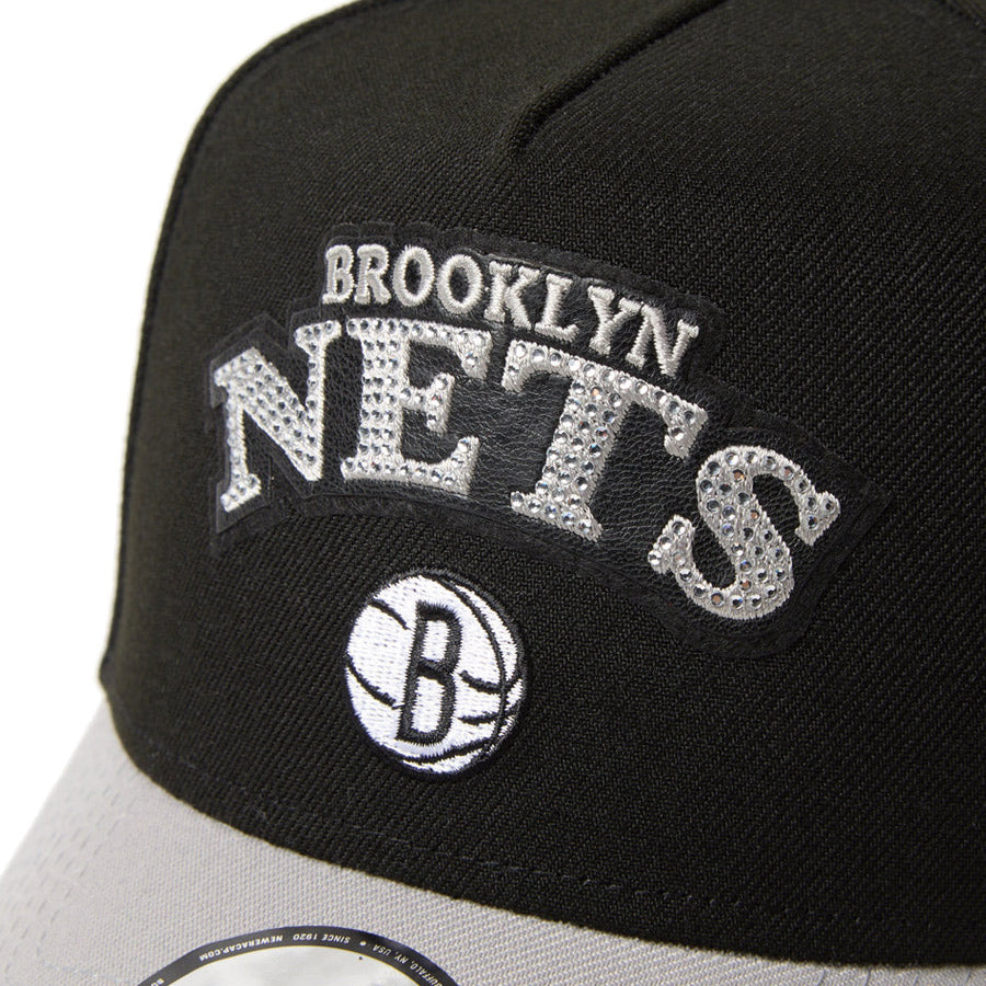 9FORTY A-Frame NBA Rhinestone ラインストーン ブルックリン・ネッツ ブラック グレーバイザー