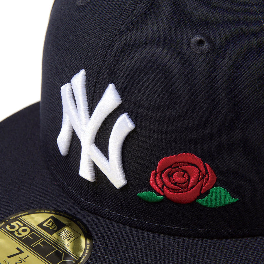New Era ヤンキース バラ刺繍キャップ LP 59FIFTY MLB Rose Embroidery ニューヨーク・ヤンキース ネイビー