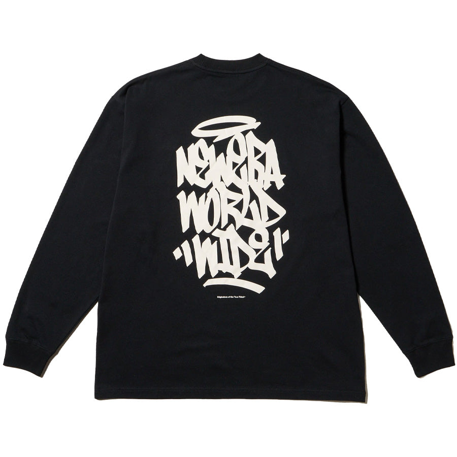 長袖 オーバーサイズド コットン Tシャツ Tagging ブラック