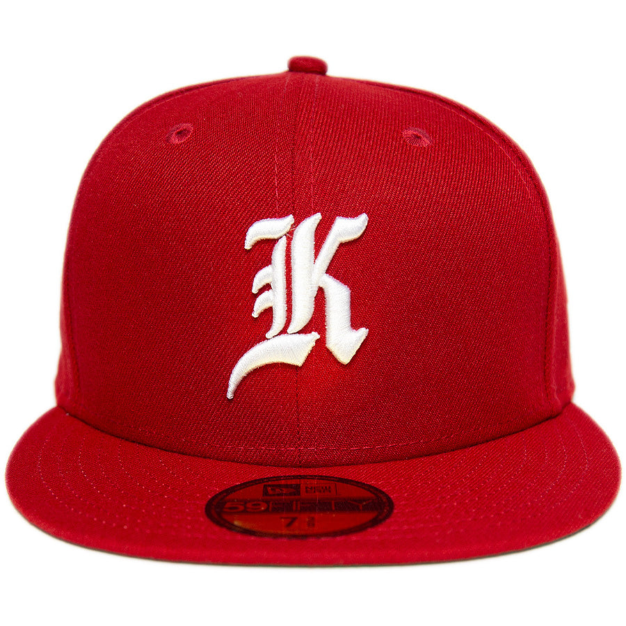 KINGS 別注 59FIFTY ANTIQUE K スカーレット ホワイト ケリーアンダーバイザー