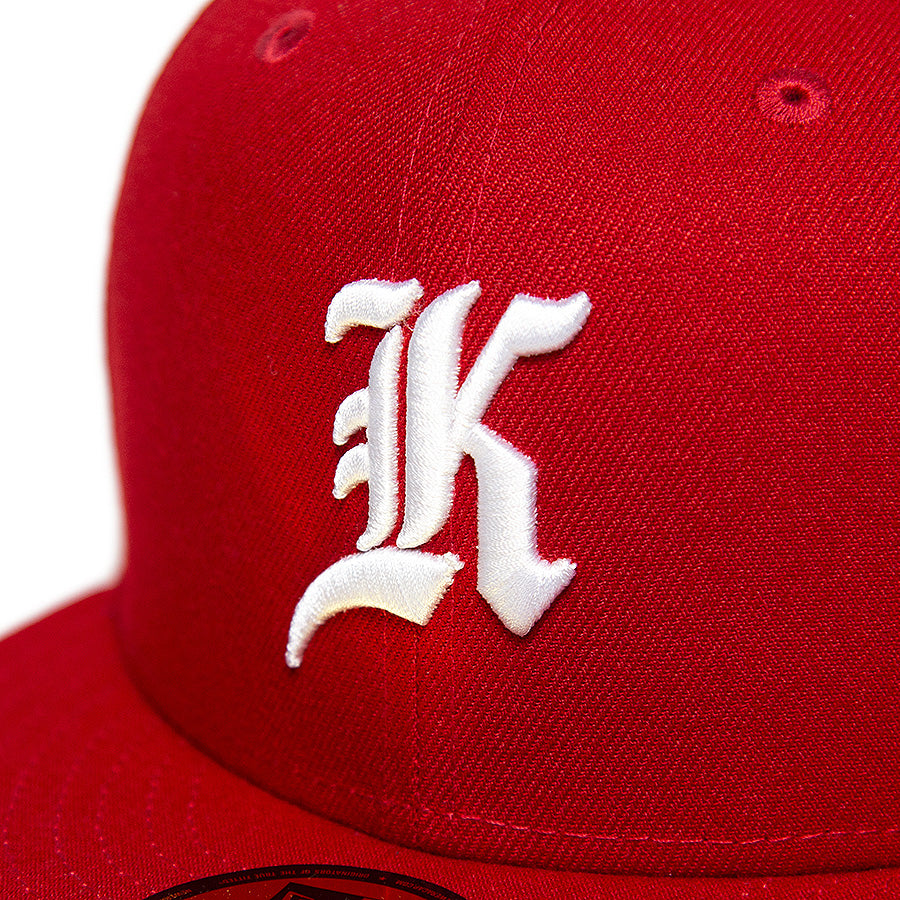 KINGS 別注 59FIFTY ANTIQUE K スカーレット ホワイト ケリーアンダーバイザー