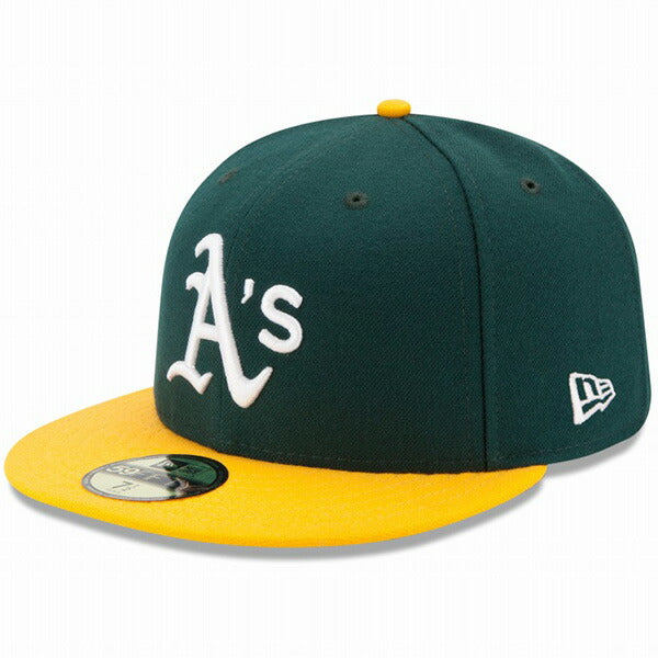 59FIFTY MLBオンフィールド オークランド・アスレチックス ホーム グリーン イエローバイザー