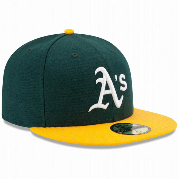 59FIFTY MLBオンフィールド オークランド・アスレチックス ホーム グリーン イエローバイザー