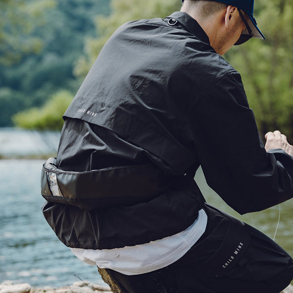 フィールド コーチジャケット Angler Collection CORDURA 2WAY STRETCH WR ブラック × ホワイト 【ニューエラ アウトドア】