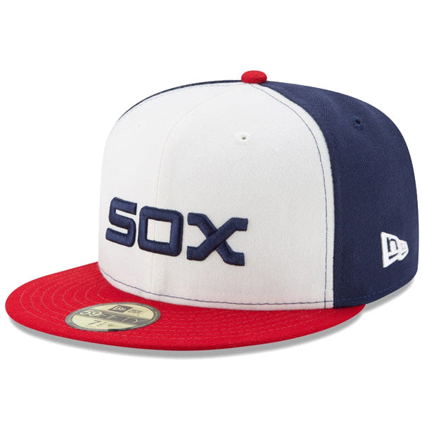 59FIFTY MLBオンフィールド シカゴ・ホワイトソックス オルタネイト カレッジホワイト ライトネイビー スカーレットバイザー